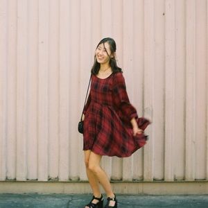 Red and black plaid dress